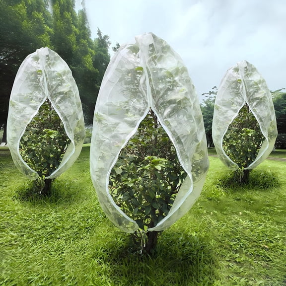 3-Pack 3.9*2.6FT Fruit Orchard Netting, Plant Netting with Zipper and Drawstring, Garden Netting to Protect Fruit from Anti Birds, Bugs, Cicadas, Insects