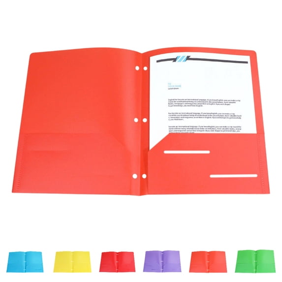 3 Pack 3-Hole Plastic Folders with Pockets, 2 Pocket Folders with Fasteners, Tear-Resistant Plastic Pockets, and Fit Letter Size Paper, Use for S*chool Office Home Business (Orange)