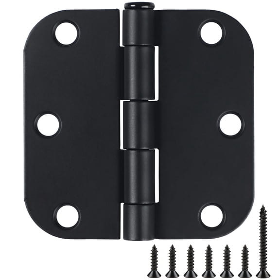 3 Pack 3 Inch Hinges Rounded Matte Black Door Hinges Interior Door Hinges Black Matte 3 Inch Door Hinge 5/8" Radius Playhouses, Animal Shelters Hinges for Doors 3 "x 3" Hardware Controls