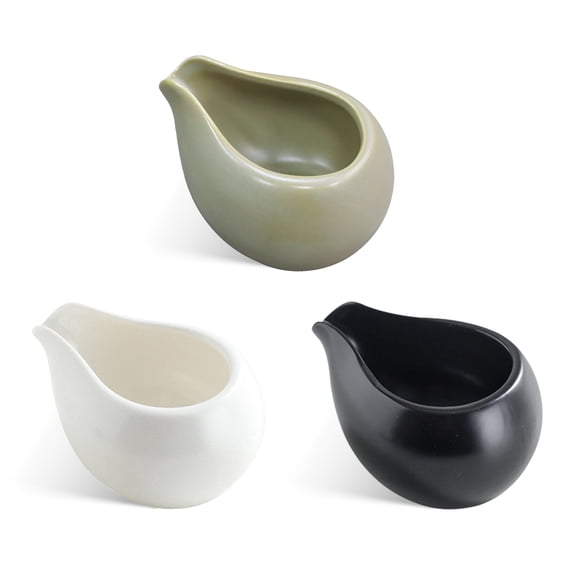 3 Pack 3 Oz/100 ml Small Ceramic Creamer Pitcher, Mini Gravy Sauce Boat, Porcelain Serving Syrup Pitcher, Milk Coffee Cream Pitcher Dispenser Jug for Tea Salad Dressing