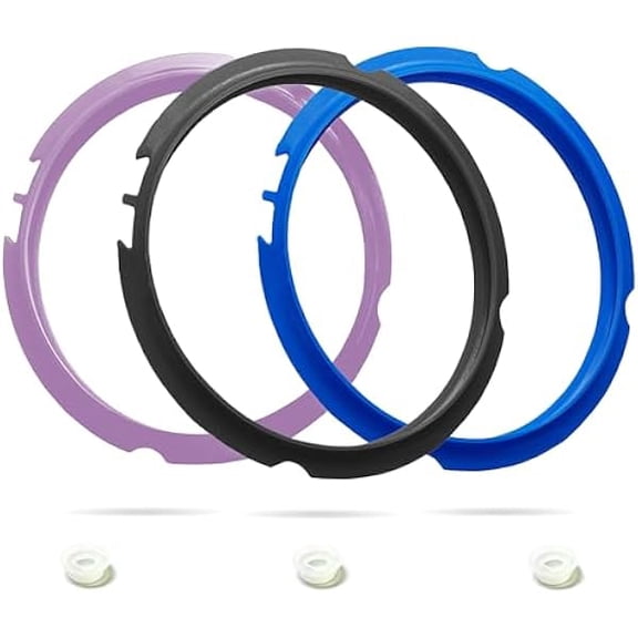 3 Pack 3 QT Silicone Sealing Ring for Instant Pot Replacement Silicone Gasket Seal Rings with 3 Colors with 3 Float Valve Seal Gasket, Instapot Fits Mini 3, Duo/Plus 3, Ultra 3, Lux 3, Nova 3 Quart