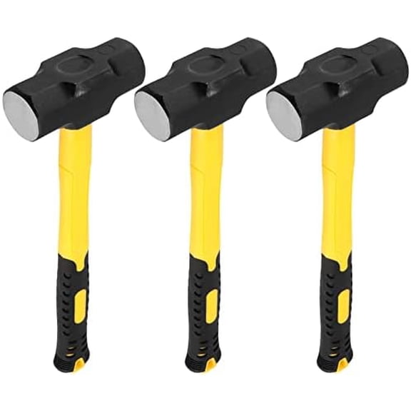 3 Pack 3 lbs Sledge Hammer, 14 Inch Drilling Hammer with Steel Head and Plastic Handle Crack Hammer for Wood, Home Construction, Landscaping Work and DIY Project$$Tools & Hardware Other