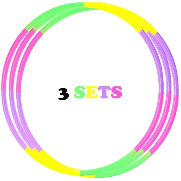 TABGIME 3 Pack 30" Adjustable Kids Exercise Hoops Detachable 3-16 Child Fitness Hoop ABS Toy for Girls Boys, Multi-Color