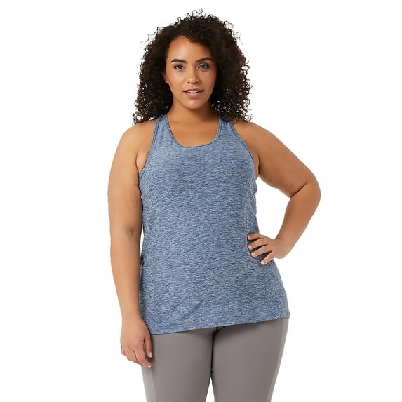 3 Pack 32 Degrees Women's Cool Lightweight Regular Fit Racerback Tank Top - Xenon Blue Space Dye - Medium