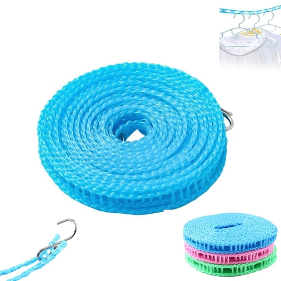 3 Pack 32 Ft Windproof Clothesline – Non-Slip Drying Rope with 2 Hooks, Adjustable & Durable for Indoor/Outdoor