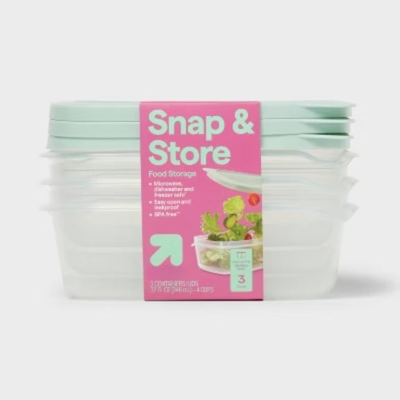 3-Pack 32 fl oz Rectangle Food Storage Containers by Snap & Store | Stackable Meal Prep Jars