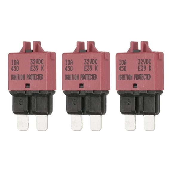 3 Pack 32V DC 10A Red ATC/ATO Manual Mini Resettable Fuse for Car