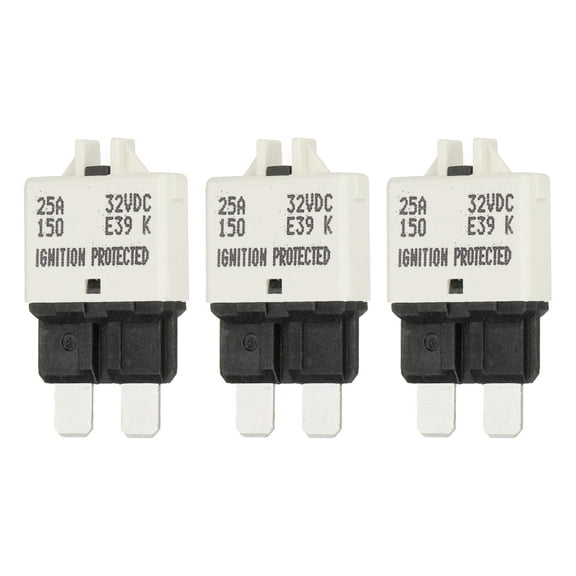 3 Pack 32V DC 25A White ATC/ATO Manual Mini Resettable Fuse for Car