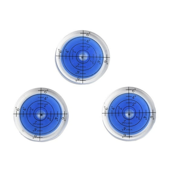 3 Pack 32mm Round Bubble Level, Acrylic Level with Blue Liquid, Precision Circular Measuring Tool for Furniture, Picture Frames, LCD Mounts and Machinery Alignment