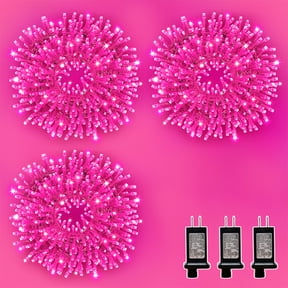 3 Pack 33ft Christmas Mini Lights, 100 LED Clear Wire Starry String Lights, Plug-in Fairy Lights with 11 Lighting Modes, Pink, for Valentine's Day, Christmas Tree, Wedding & Party Decoration