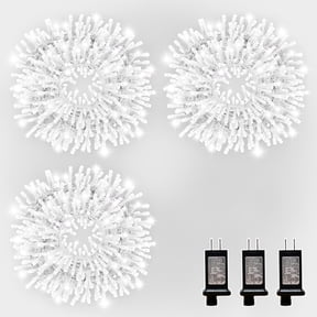 3 Pack 33ft Christmas Mini Lights, 100 LED Clear Wire Starry String Lights, Plug-in Fairy Lights with 11 Lighting Modes, Pure White, for Christmas Tree, Wedding & Party Decoration
