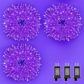 3 Pack 33ft Christmas Mini Lights, 100 LED Clear Wire Starry String Lights, Plug-in Fairy Lights with 11 Lighting Modes, Purple, for Halloween, Christmas Tree, Wedding & Party Decoration