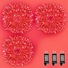 3 Pack 33ft Christmas Mini Lights, 100 LED Clear Wire Starry String Lights, Plug-in Fairy Lights with 11 Lighting Modes, Red, for Christmas Tree, Wedding & Party Decoration