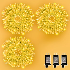 3 Pack 33ft Christmas Mini Lights, 100 LED Clear Wire Starry String Lights, Plug-in Fairy Lights with 11 Lighting Modes, Yellow, for Christmas Tree, Wedding & Party Decoration