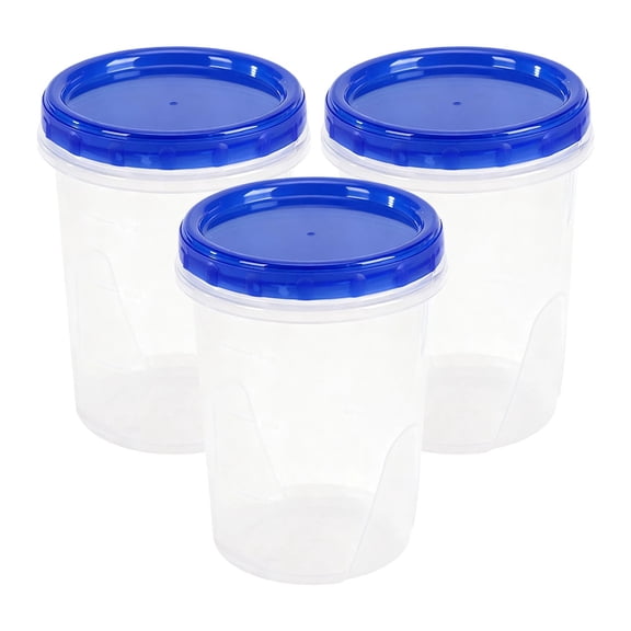 3 Pack 34oz Reusable Freezer Storage Containers with Twist Top Lids Airtight, Clear Durable Plastic Soup Containers, Food Storage Containers for Meal Prep Leftover Lunch Salad Fruit(Clear,4x3.5x6")