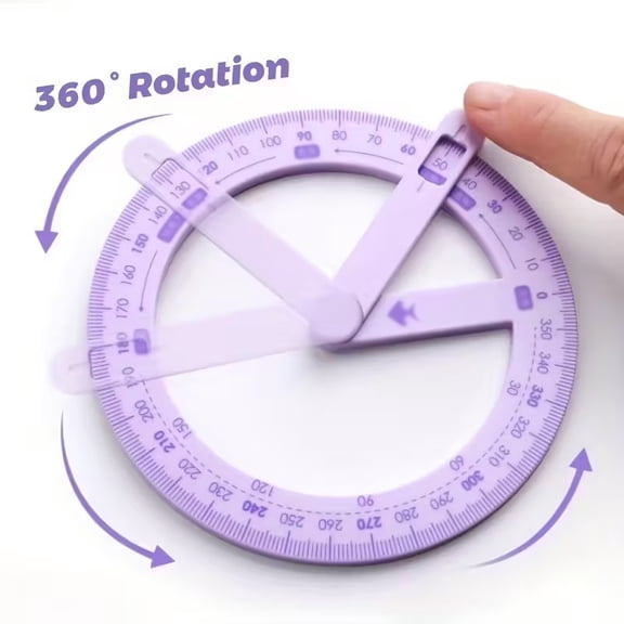 3-Pack 360° Rotating Protractors for Geometry Math Students Age 14+