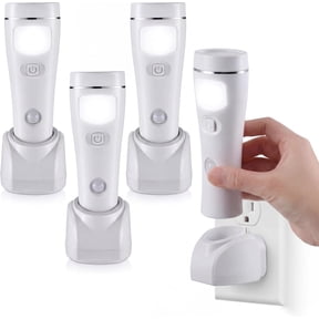 3 Pack 4 in 1 LED Emergency Lights for Home Power Failure, Rechargeable Plug Flashlight Motion Sensor Night Light, Automatic Turn On Outage Light Hurricane Supplies (White) White -