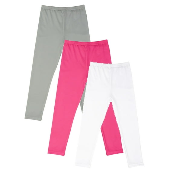 3 Pack 4-12T Toddler Girls Leggings Little/Big Kids Solid Ankle Length Stretchy Footless Pants