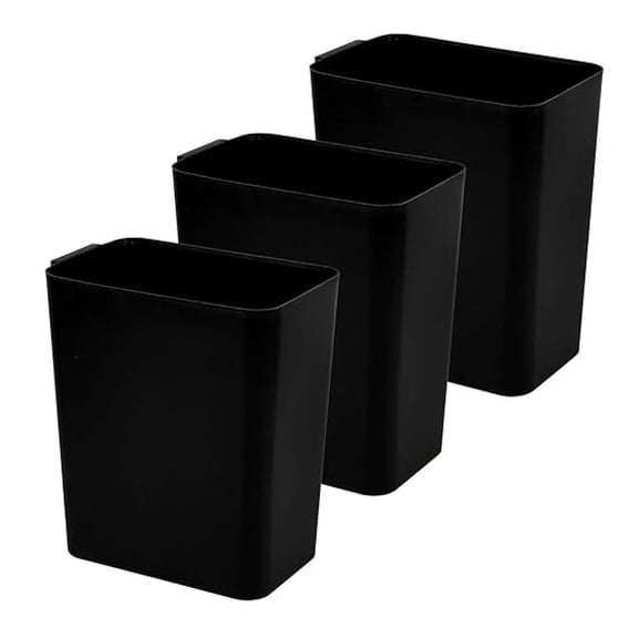 3 Pack 4.5 Gallon Plastic Open Top Trash Cans, Slim Garbage Trash Can, Black Wastebaskets