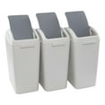 thumbnail image 1 of 3-Pack 4.5 Gallon Plastic Trash Can, Garbage Can with Swing-top Lid, Gray, 1 of 7