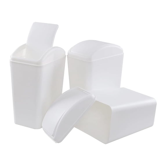 3-Pack 4.5 Gallon Plastic Trash Can with Top, Lid Kitchen Garbage Can, White