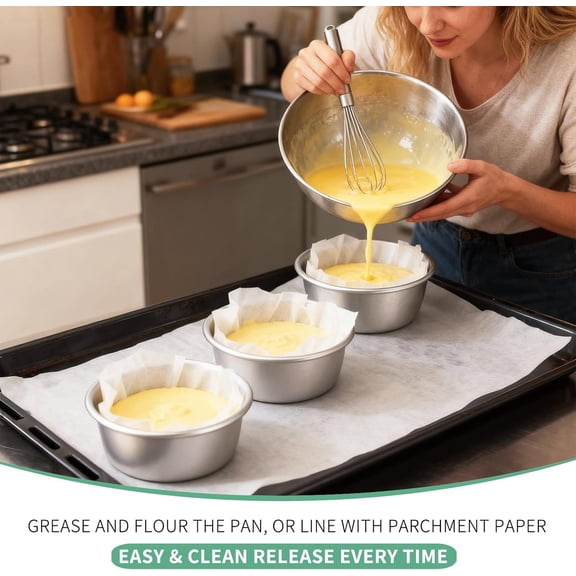3 Pack 4.5 Inch Small Cake Pan, Aluminum Bento Cake Pan, Small Round Baking Pans for Mini Cakes, Non-Stick, Easy Releasing and Cleaning, Ideal for Miniature, Bento, Layered Cakes and Cupcakes
