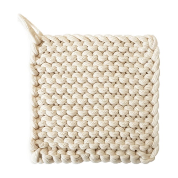 3 Pack 4.7" Square Cotton Woven Coasters, White Heat Resistant Trivet Mats, Absorbent Table Pads for Dishes, Mugs & Home Decor