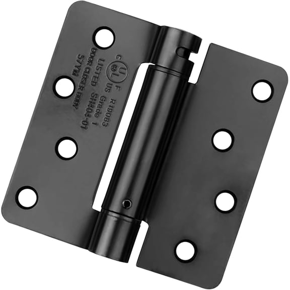 3 Pack 4 Inch Self Closing Door Hinges Matte Black Spring Hinge 1/4" Radius Corner Adjustable Tension Heavy Duty Hardware