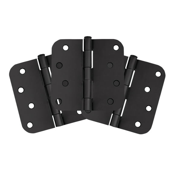 Design House 3-Pack 4" H x .625" Radius Butterfly Interior/Exterior Door Hinges, Matte Black