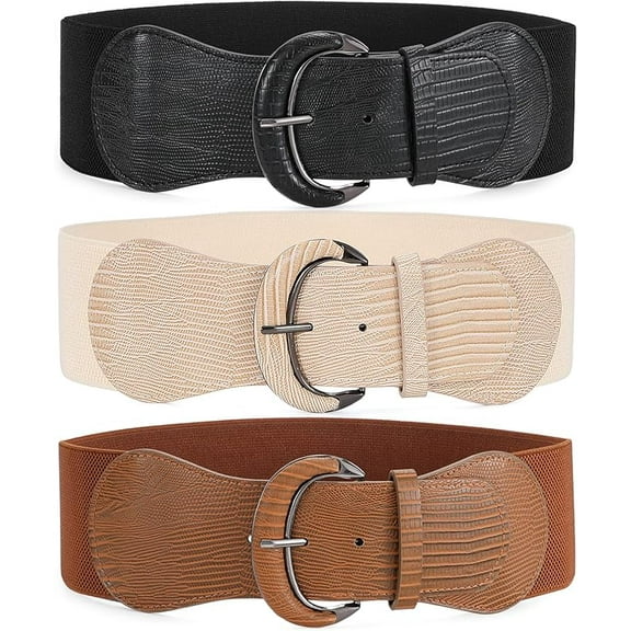 3-Pack 4-Pack Women's Wide Elastic Waistband Vintage Stretch Belt for Ladies Dresses