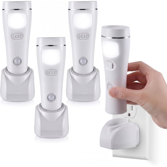 3 Pack 4 in 1 LED Emergency Light Rechargeable Plug in Motion Sensor