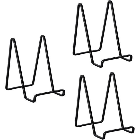 3 Pack 4 inch Metal Plate Stands for Display, Plate Holder Pictures Frame Easel Display Stand, Tabletop Picture Stand, Iron Easels for Display Photo Frames, Plates, Vinyl Record，Book, Plaque, Sign