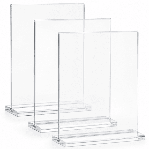 3 Pack 4" x 6" Clear Acrylic Sign Holders, Double Sided Display Stands for Menus, Business Signs, Retail, Office and Events