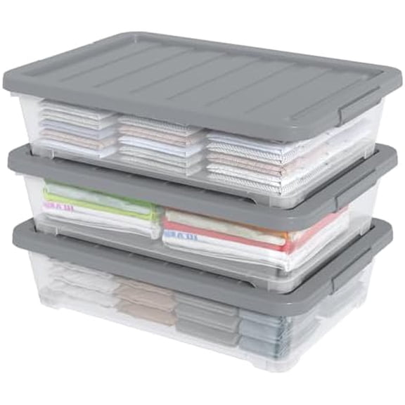 3 Pack 40 Quart Plastic Underbed Storage Boxes with Lids, Large Under Bed Storage Bins with Wheels$$Home Decor, Kitchen, & Other