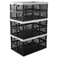 thumbnail image 1 of 3-Pack 42 L Large Folding Basket, Plastic Collapsible Storage Crate, Black, 1 of 7
