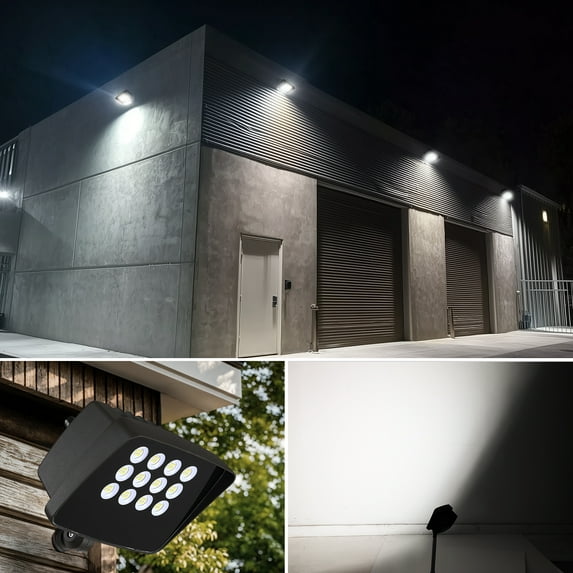 3 Pack 45W LED Flood Lights Outdoor,5000LM Bright, Dual Control-Switch Or Dusk-to-Dawn Sensor,0-10V Dimmable, Die-Cast Aluminum,350W Replacement Outside Security Lighting With 180° Knuckle