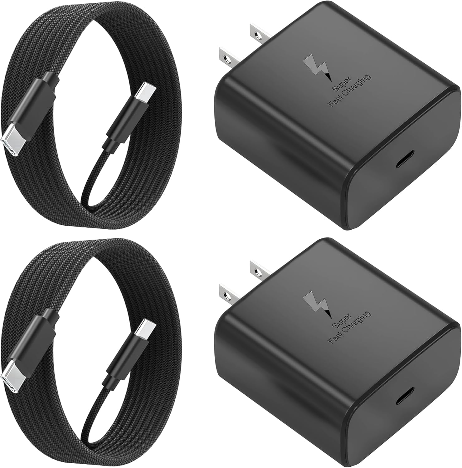 TYPPKMM 3-Pack 45W USB-C PD Super Fast Charger Set with 6FT Cable, Wall Charging Block for Samsung Galaxy S/Note/Tab Series