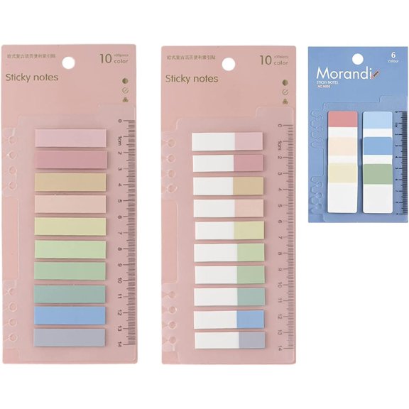 3 Pack 460 count Index Tabs with Ruler, Writable and Repositionable File Tabs Flags Colored Page Markers Labels for Reading Notes, Books and Classify Files