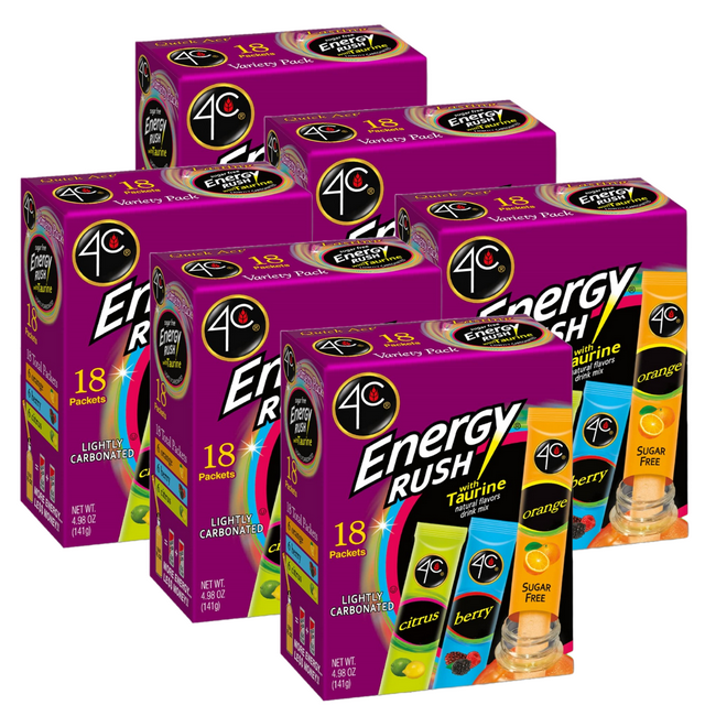 3 Pack 4C Energy Rush Flavored Powders Variety Pack, 40 ct.