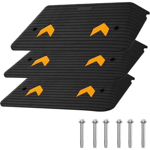 3 Pack 4in Rubber Threshold Ramps 33000 lb Capacity Heavy Duty Non-Slip Wheelchair Ramp for Doorways Curbs and Mobility Scooters