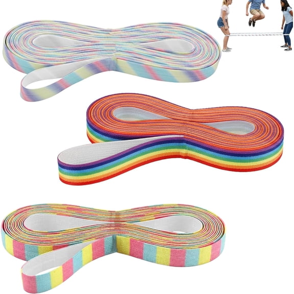 3 Pack 4m Long Chinese Jump Rope, Skipping Rope for Children, 1.5cm Wides Elastic Chinese Ropes Indoor and Outdoor Activities for Age Over 14 years
