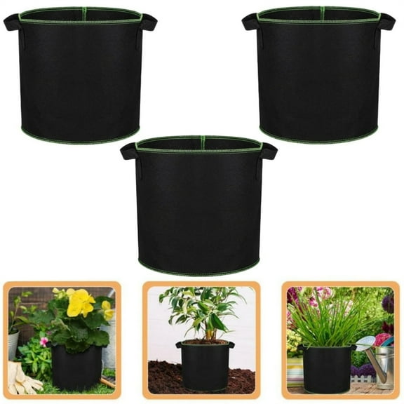 3-Pack 5 Gallon Grow Bags Heavy Duty Plant Container with Handles Thickened Nonwoven Fabric Plant Pots Hemming Process Grow Bag Planting Pots Garden Pots Garden Bags to Grow Vegetables