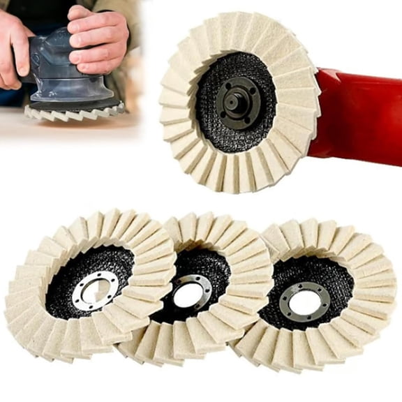 3 Pack 5-Inch Wool Felt Polishing Wheels for Angle Grinder, Flap Disc Buffing Pads