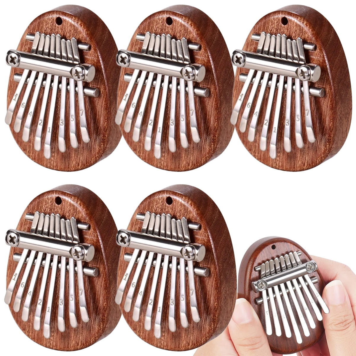 3 Pack/ 5 Pack Mini Kalimba Thumb Piano 8 Keys, Wooden Finger Thumb ...