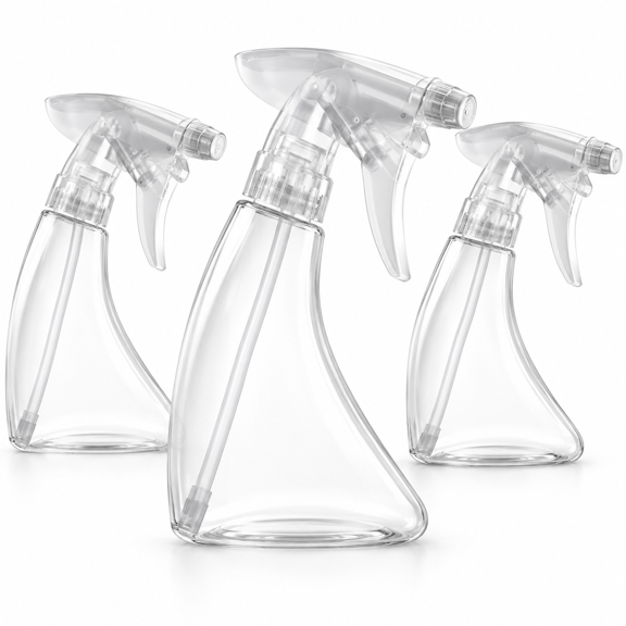 3 Pack 5 oz Clear Plastic Spray Bottles, Refillable Curved Trigger Spray Bottles with Adjustable Nozzle, Mini Water Sprayers for Pet Training, Cleaning and Household Use