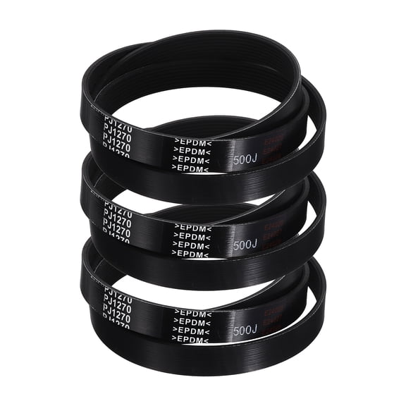 3 Pack 500J8 PJ V-Ribbed Belt 8 Ribs 50" Length x 0.74" Width x 0.14" Height, EPDM Rubber Poly V Belt, Multi Wedge Micro V Belt