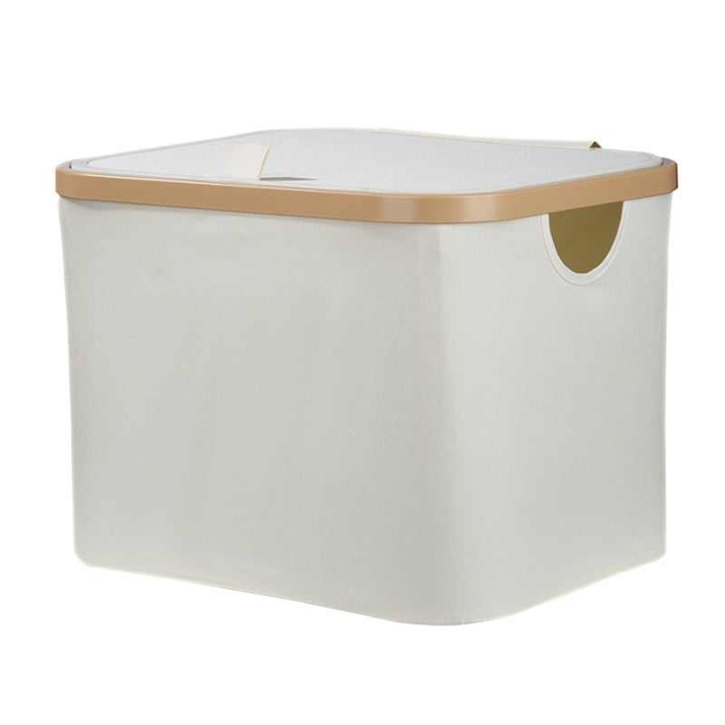 3 Pack 50L Collapsible Storage Bins with Bamboo Borders, Canvas Fabric Storage Cubes for Shelves, Closet & Toy Storage - Foldable Organizer Baskets, Large Fabric Cube Storage Bin Beige