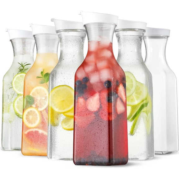 3-Pack 50oz Plastic Water Pitchers with Flip Lid, Square Clear Juice Carafes for Fridge