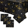 thumbnail image 1 of Juvale 50th Birthday Tablecloths - 3-Pack, 54 x 108 in, Black & Gold - 50th Birthday Decorations for Men & Anniversary Decorations - Disposable Plastic Table Covers, 1 of 7