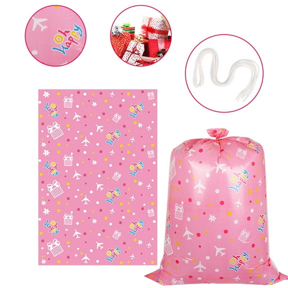 3-Pack 56x36 in Extra Large Christmas Gift Bags with Drawstring – Jumbo Plastic Holiday Candy Sacks for Christmas Gifts, Party Favors & Festive Wrapping